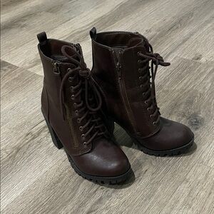 Brown Lace-Up Ankle Boots